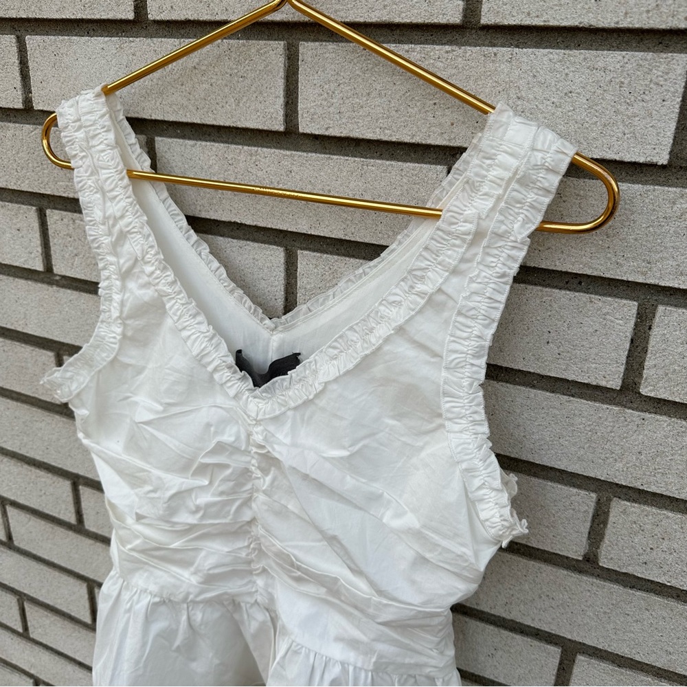 NWT Anthropologie Sunday in Brooklyn Ruffled Peplum White Tank - Picture 5 of 14